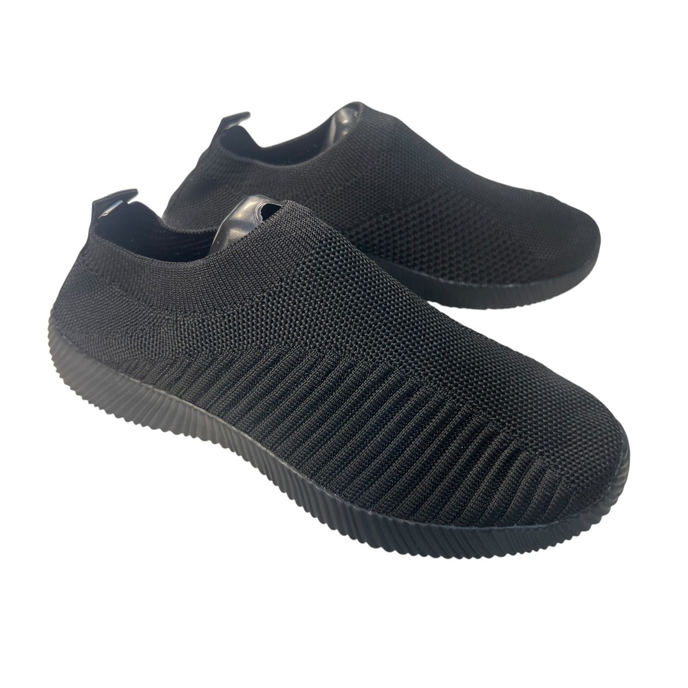Womens Black Knit Slip On Sneakers Size 39 US 8.5 Sock Walking Shoes